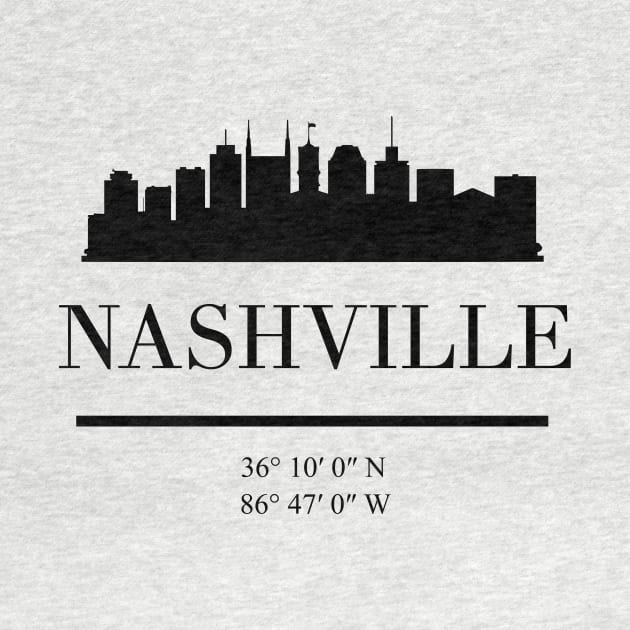 NASHVILLE TENNESSEE BLACK SILHOUETTE SKYLINE ART by deificusArt